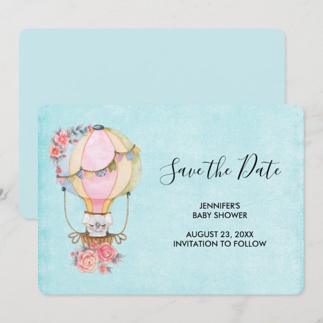 Reserve A Data Chá de fraldas de Aquarela de Ar Quente Cónico (Frente/Verso)