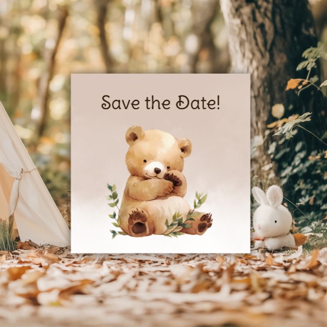 Reserve A Data Chá de fraldas de Aquarela do Urso Bebê Cutie (Cutie Baby Bear Watercolor Baby Shower Save The Date)