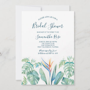 Reserve A Data Chá de Noiva Botânico de Aquarela Tropical
