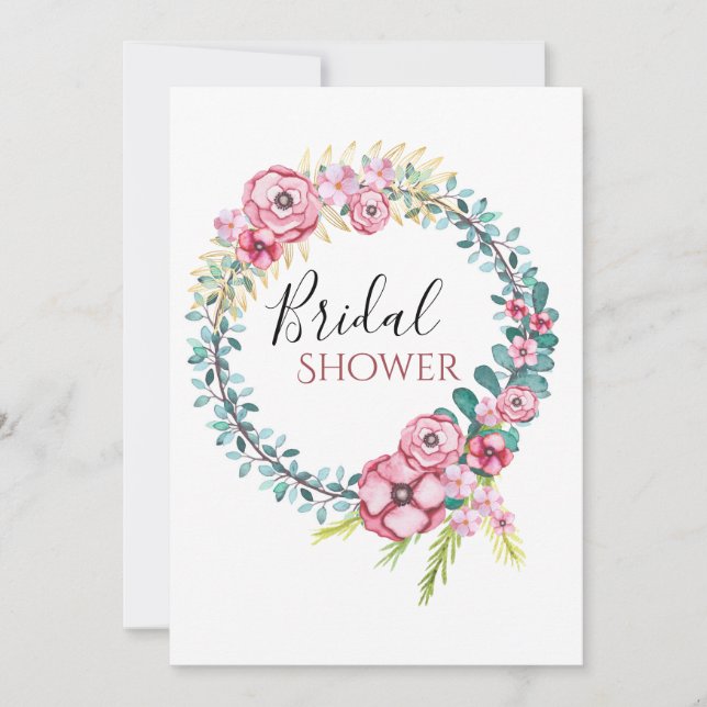 Reserve A Data Chá de Noiva com Coroa Floral (Frente)