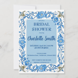 Reserve A Data Chá de noiva floral chinês Blue Chinoiserie