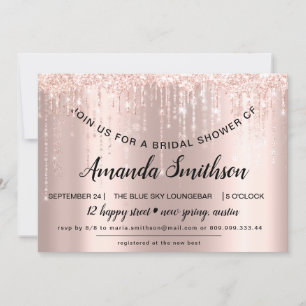 Reserve A Data Chá de panela Rosa Dourado Glitter Drips Doce 16º
