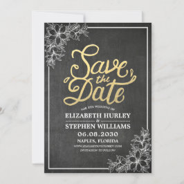 Reserve A Data Chalkboard Chic Floral Frame Weding A Data