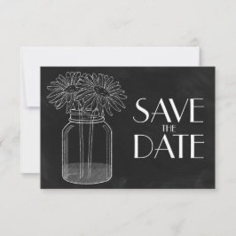 Reserve A Data Chalkboard - Mason Jar e Daisies salvam a data