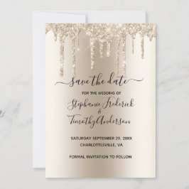 Reserve A Data Champagne Brilhante Glamouroso Casamento Tendência