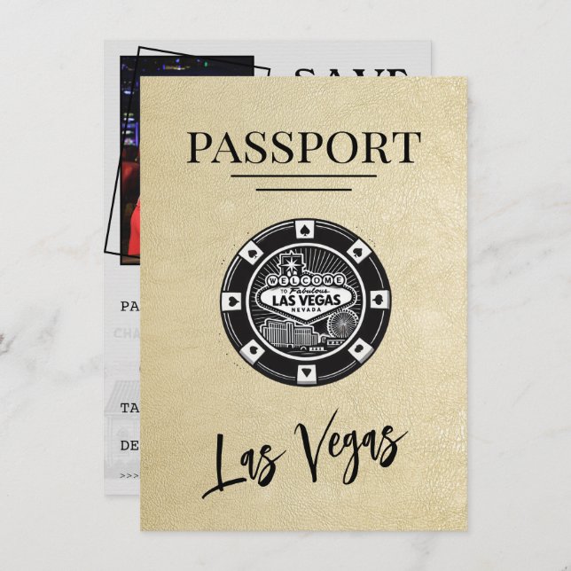 Reserve A Data Champagne Las Vegas Passaporte Salvar Data (Frente/Verso)