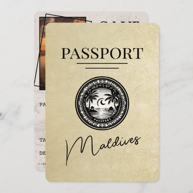 Reserve A Data Champagne Maldives Passaporte Salvar Data (Frente/Verso)