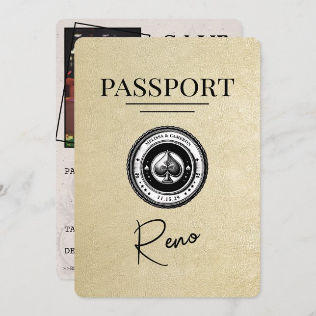 Reserve A Data Champagne Reno Passaporte Salvar Data (Frente/Verso)