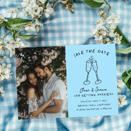 Reserve A Data Champanhe Anima Foto Personalizada Desenhada