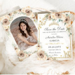 Reserve A Data Champanhe Floral Sweet 16 Quinceañera Foto<br><div class="desc">c) O Feliz Cat Studio</div>