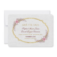 Charm Blush Floral Dourado Quadro Branco Salvar Da