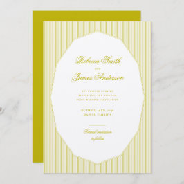 Reserve A Data Chartreuse Formal Elegant Classic Stripes Wedding