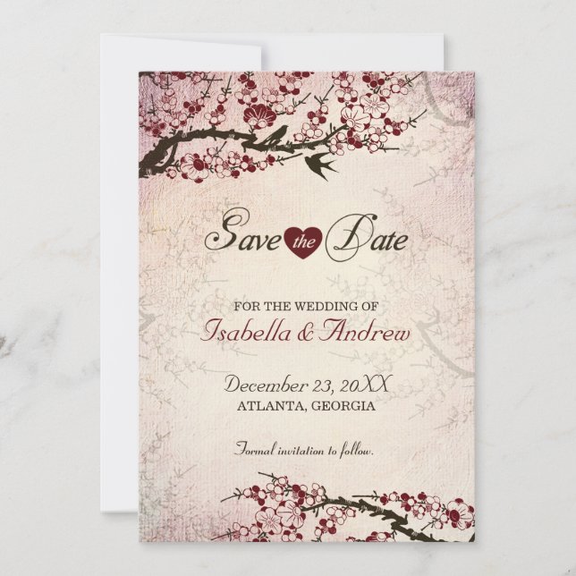 Reserve A Data Cherry Blossom e Pássaros do Amor Salvem Data 2 (Frente)