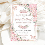 Reserve A Data Cherry Blossoms Rosa Butterflies Dourados Sweet 16<br><div class="desc">Personalize essa flor de cereja bonito Quinceañera / Doce 16 anos salve a data fácil e rapidamente. Basta clicar no botão personalizar para editar os textos, alterar as fontes e as cores das fontes. Apresentando lindas cerejas aquáticas floresce flores, borboletas de ouro rosa e um quadro geométrico de ouro rosa....</div>