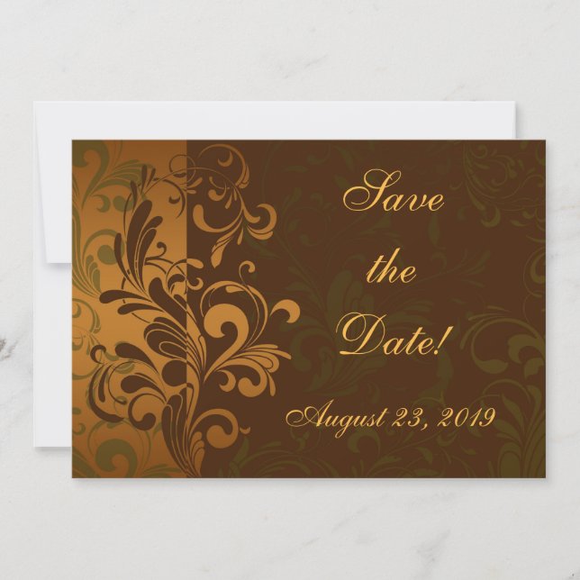 Reserve A Data Chestnut Brown/Dourado/Green Photo Save the Date ( (Frente)