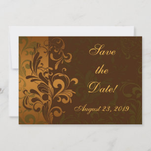 Reserve A Data Chestnut Brown/Dourado/Green Photo Save the Date (