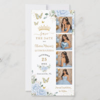 Chic Baby Azul Floral Dourado Cabine de Fotos Quin