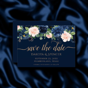 Reserve A Data Chic Blooms   Azul Marinho escuro e Garland esmaga