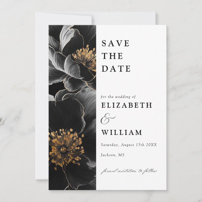 Reserve A Data Chic Botânico Floral de Casamento Moderno e Elegan (Frente)