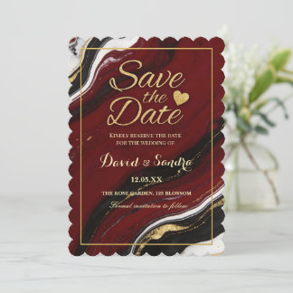 Reserve A Data Chic Burgundy Gold Agate Marble Modern Wedding 