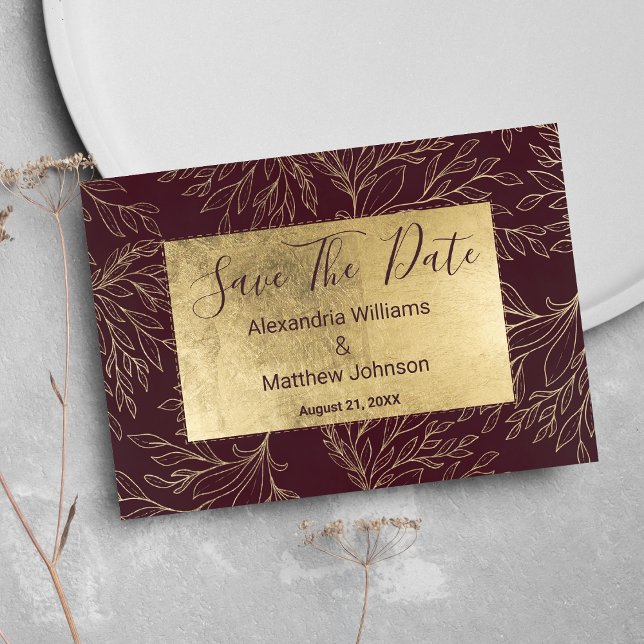 Reserve A Data Chic burgundy gold floral moderno Salve a data (Chic burgundy gold modern floral Save The Date)