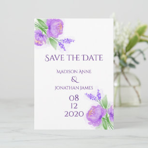 Reserve A Data Chic de Lavanda Personalizada Elegante Purple Flor