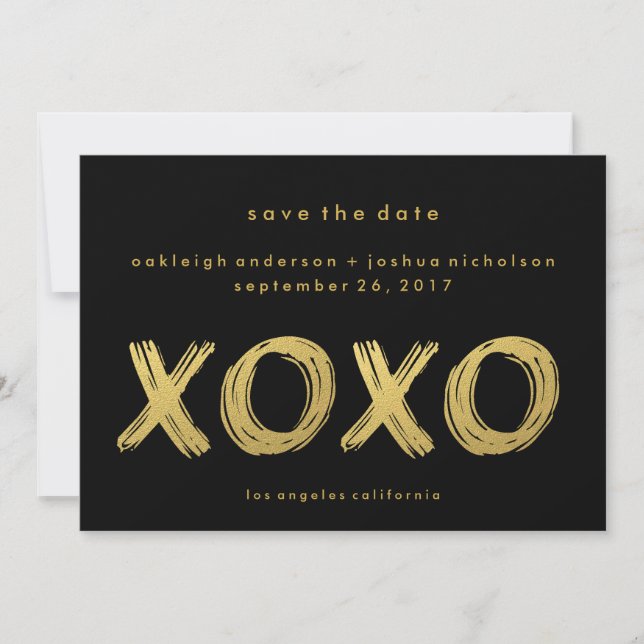 Reserve A Data Chic Dourado Preto | Foto XOXO Salvar Data (Frente)