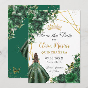 Reserve A Data Chic Emerald Green Flowers Princesa Quinceañera