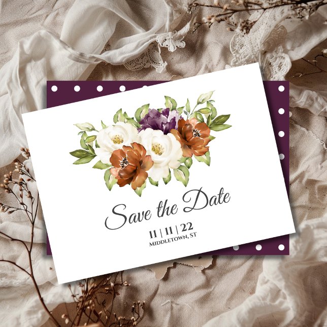 Reserve A Data Chic Floral Casamento de Outono Salve a Data (Criador carregado)