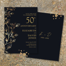 Chic Gold 50º Aniversário de Casamento Salve a Dat