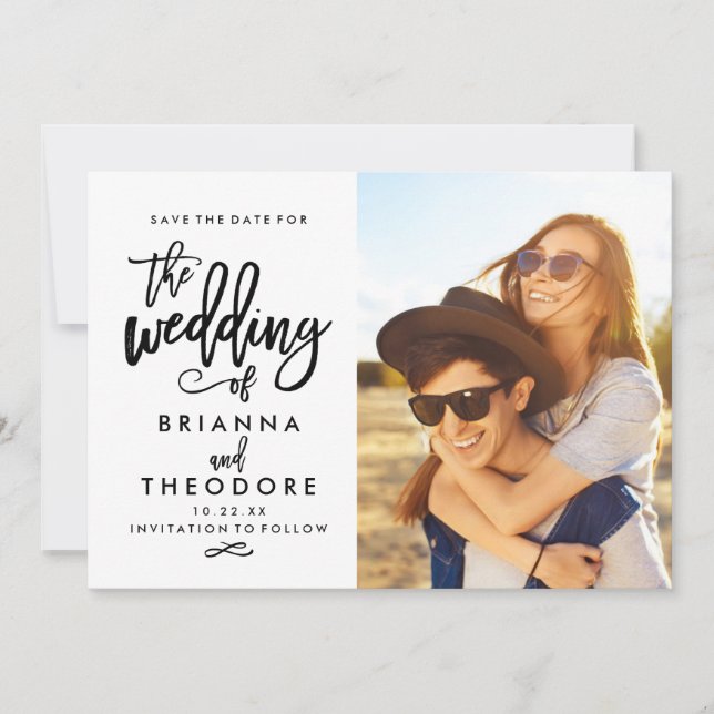 Reserve A Data Chic Hand Lettered Save The Date Photo (Frente)