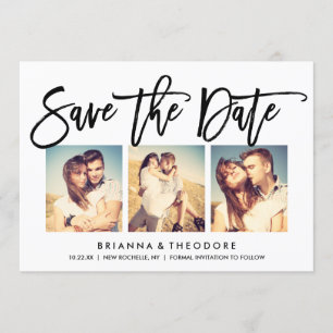 Reserve A Data Chic Hand Lettered Save The Date Photo Collage