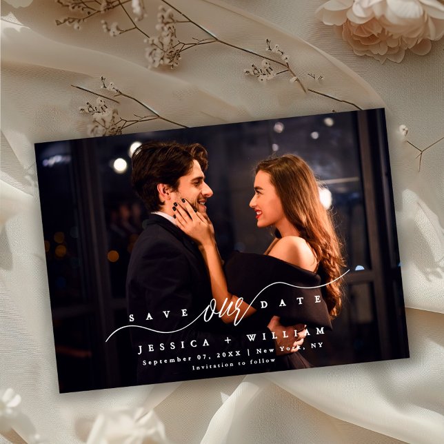 Reserve A Data Chic Modern Script Full Photo Wedding  (Criador carregado)