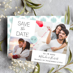 Reserve A Data Chic Monograma de Menta para Casamento Foto Save T