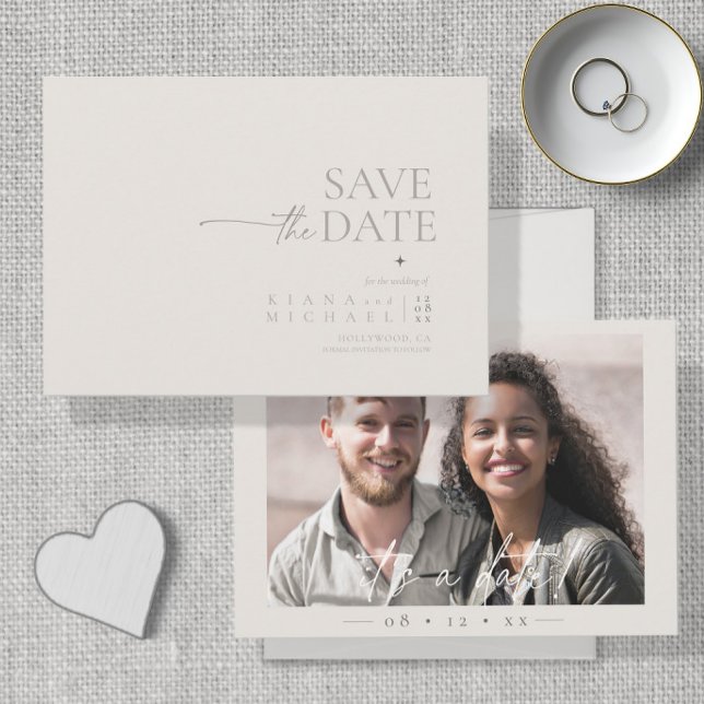 Reserve A Data Chic Neutrals Wedding Photo Bone White ID1020 (Criador carregado)