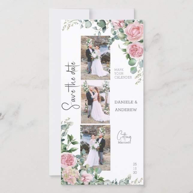 Reserve A Data Chic Petals rosa Rosa Eucalyptus Photo Strip (Frente)