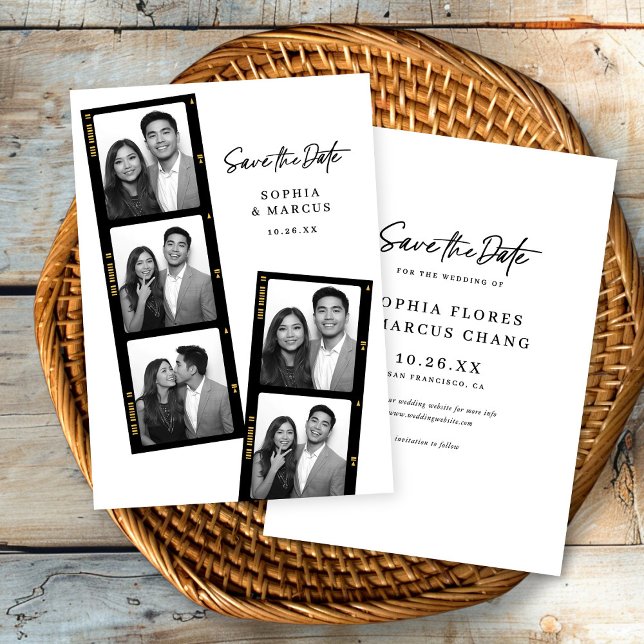 Reserve A Data Chic Photo-booth Filmstrip Wedding Save The Date (Criador carregado)