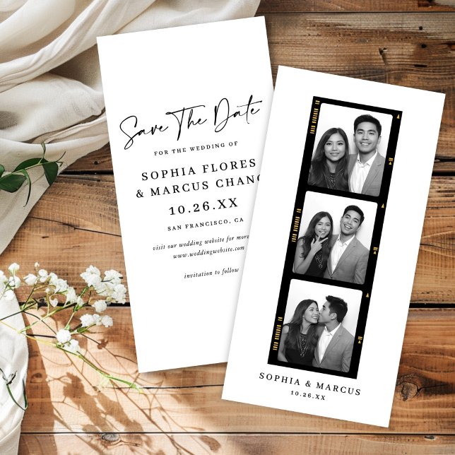 Reserve A Data Chic Photo-booth Filmstrip Wedding Save The Date (Criador carregado)