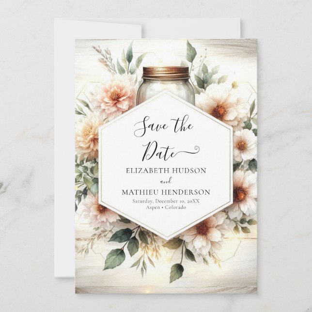 Reserve A Data Chic Romance Mason Jar Wedding (Frente)