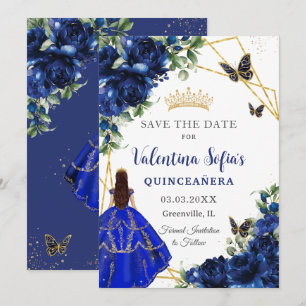 Reserve A Data Chic Royal Blue Flowers Princesa Dourada Quinceañe