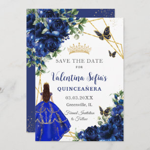 Reserve A Data Chic Royal Blue Flowers Princesa Dourada Quinceañe