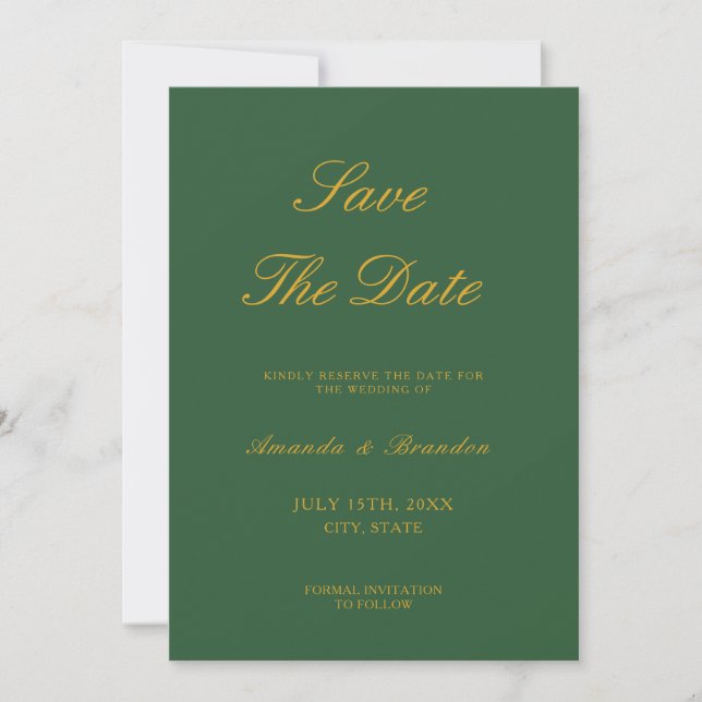 Reserve A Data Chic Sage Green e Dourado casamento elegante (Frente)