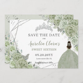 Reserve A Data Chic Sage Green Floral Quinceanera Sweet Dezesseis