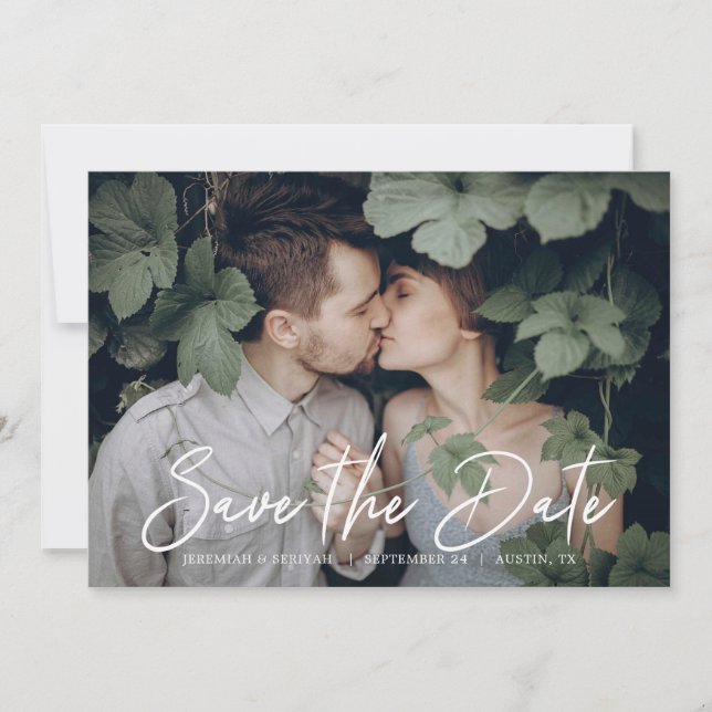 Reserve A Data Chic Script Save the Date com Foto (Frente)