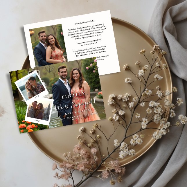 Reserve A Data Chic Then & Now Timeline Romantic Couple 4-Photo (Chic Then & Now Timeline Romantic Couple 4-Photo Wedding Save the Date Design.)