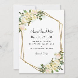 Reserve A Data Chic White Elegante Casamento Dourado Greenery Flo