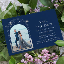 Reserve A Data Chique Místico Azul Prata Casamento Celestial