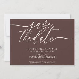 Reserve A Data Chocolate Brown Wedding Save Date Photo
