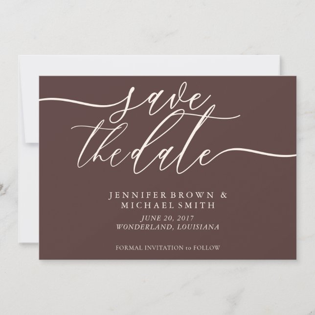 Reserve A Data Chocolate Brown Wedding Save Date Photo (Frente)