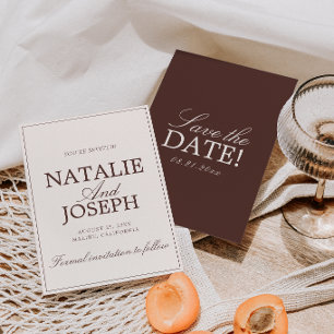 Reserve A Data Chocolate Marrom Creme Luxo Antigo Casamento Salvo